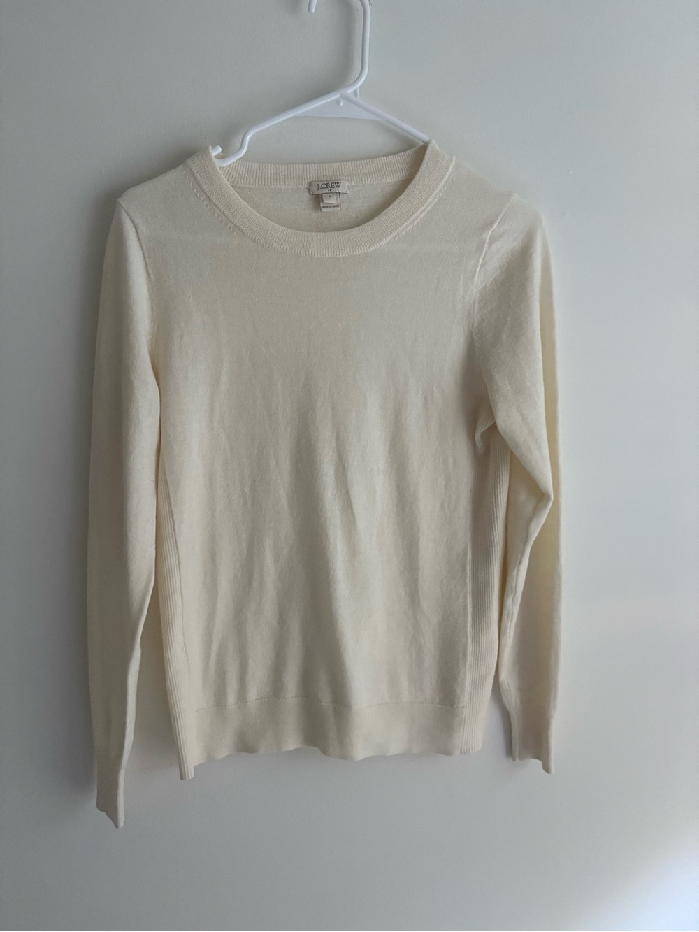 J. Crew Cream Crewneck Wool Blend Sweater - Lightweight Knit